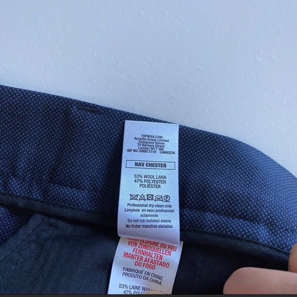 Topman Skinny Fit Navy Wool Blend Pants - Picture 7 of 8